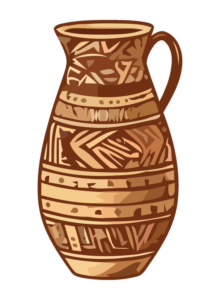 Decorative urn with ornate design and handle icon isolated vector