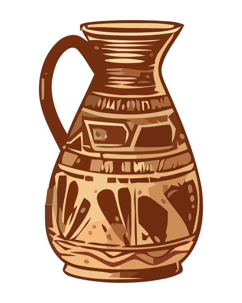 An ornate terracotta jug, an ancient souvenir icon isolated vector
