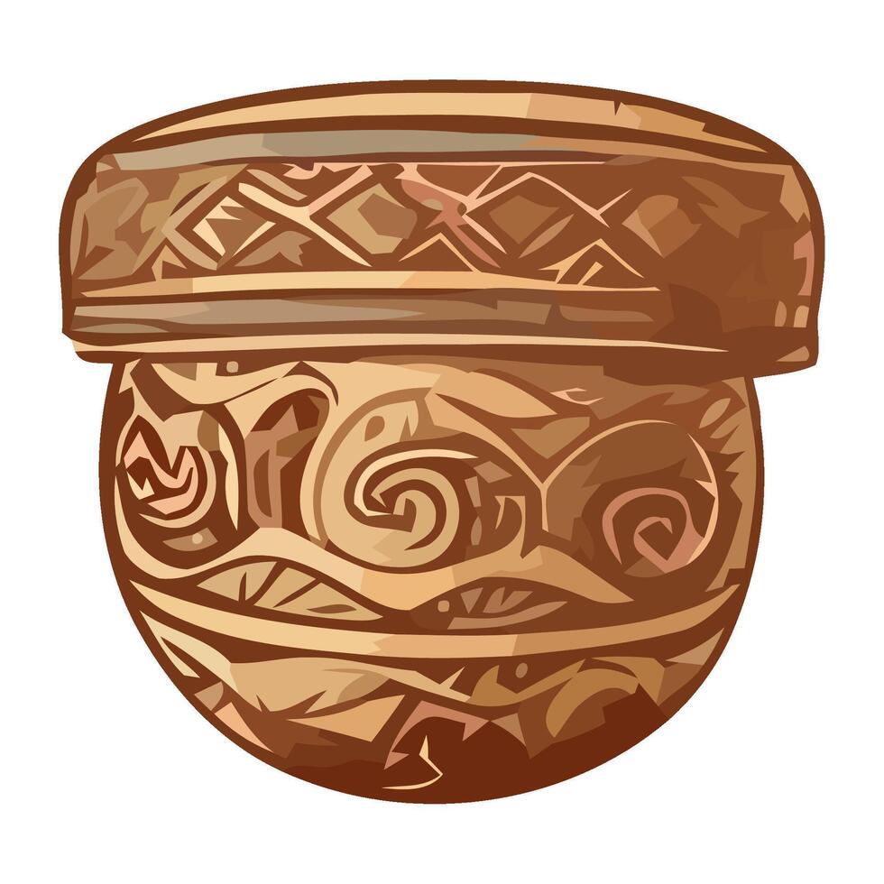 Antique pottery, ancient vase ornate design icon isolated vector