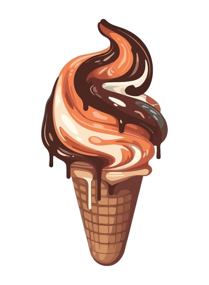 Melting waffle drops ice cream icon isolated vector