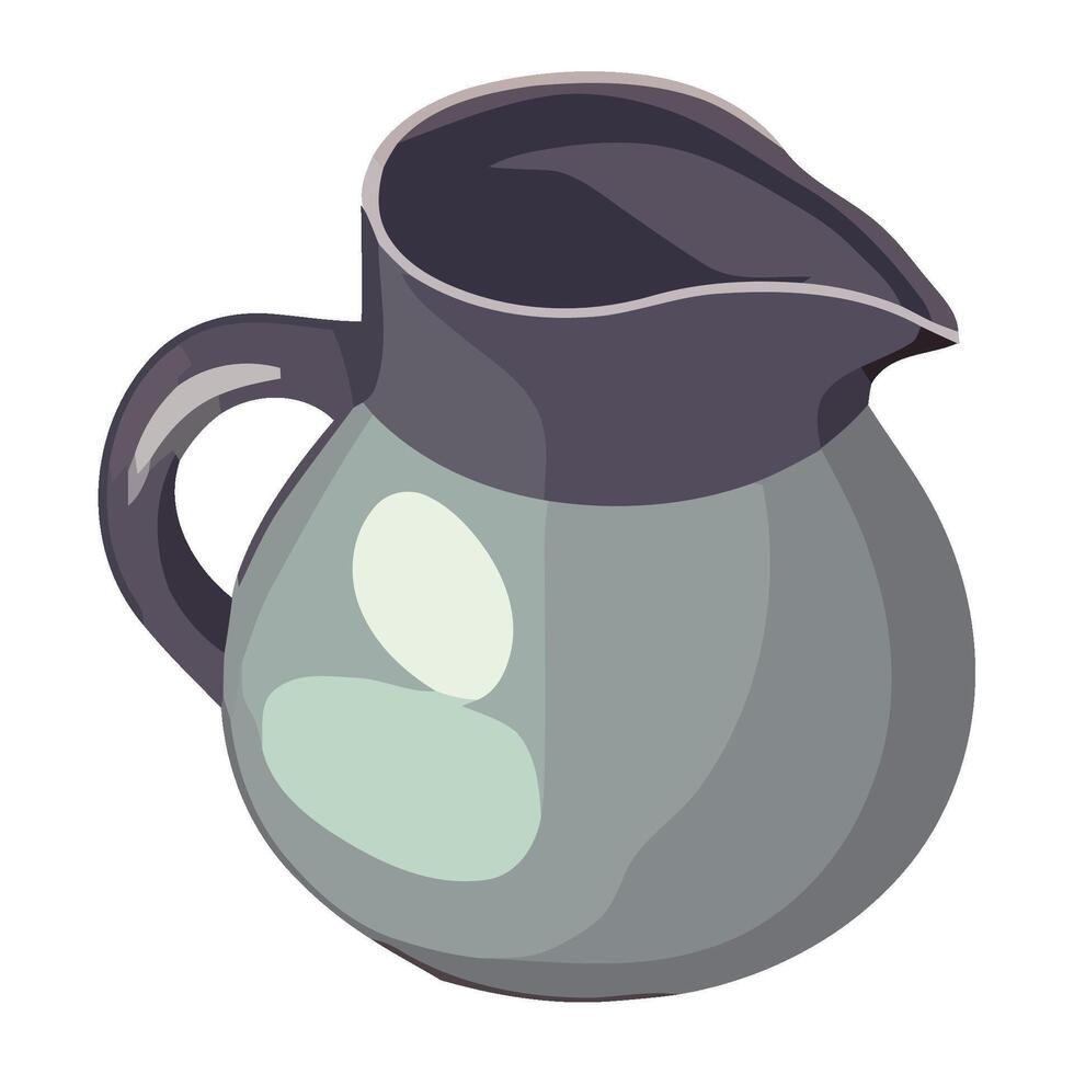 Antique earthenware jug, handle decorated icon isolated vector