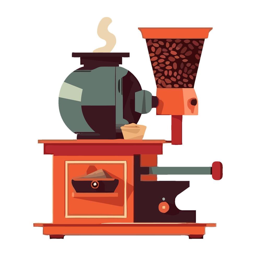 Freshly ground coffee beans in coffee grinder icon isolated vector