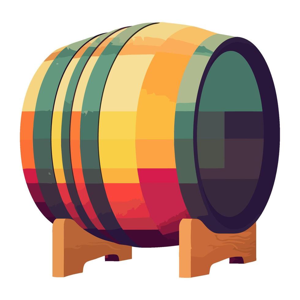 Old winery celebrates with full barrel kegs icon isolated vector