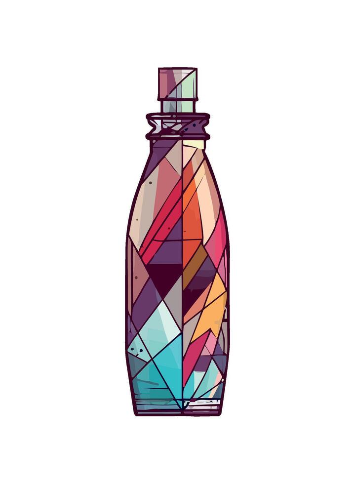 Transparent glass bottle with whiskey liquid icon isolated vector