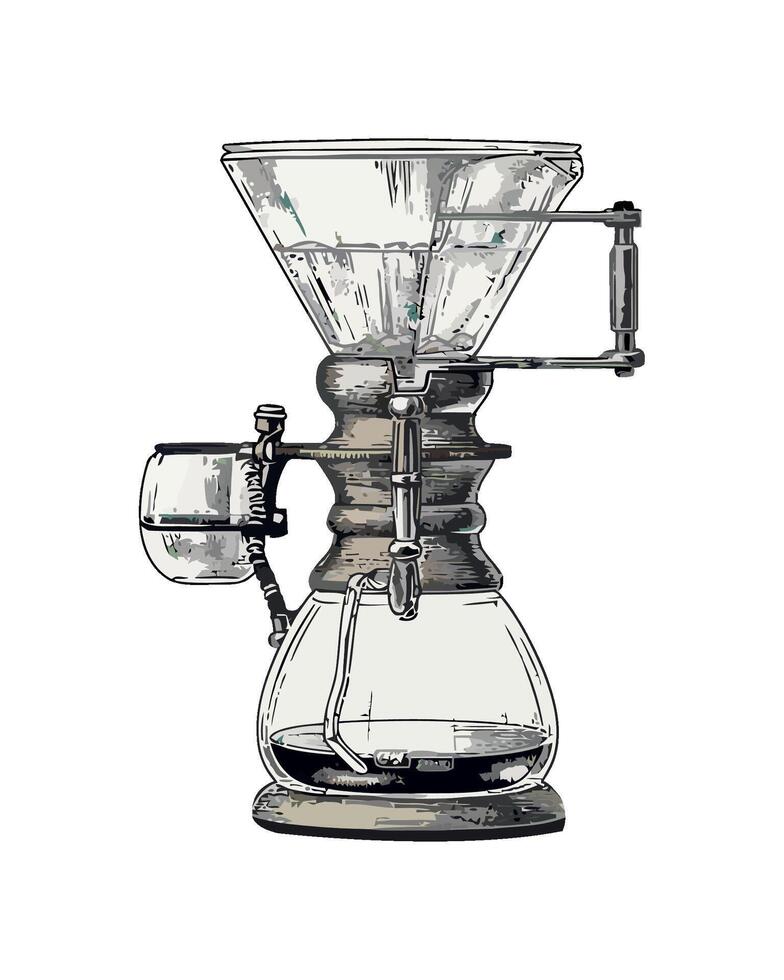 Old fashioned brewed coffee in a dripping icon isolated vector