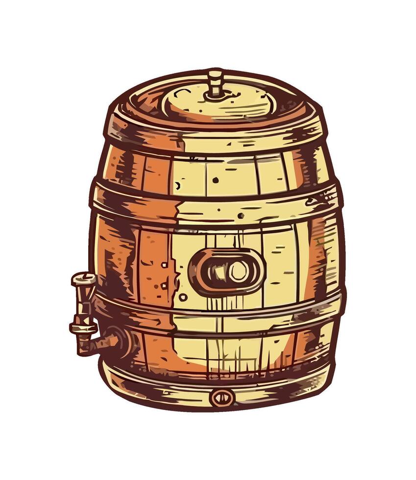 Old fashioned whiskey barrel icon isolated vector