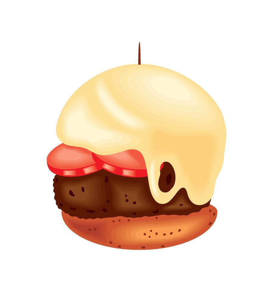 gourmet burger cheese melted illustration isolated vector