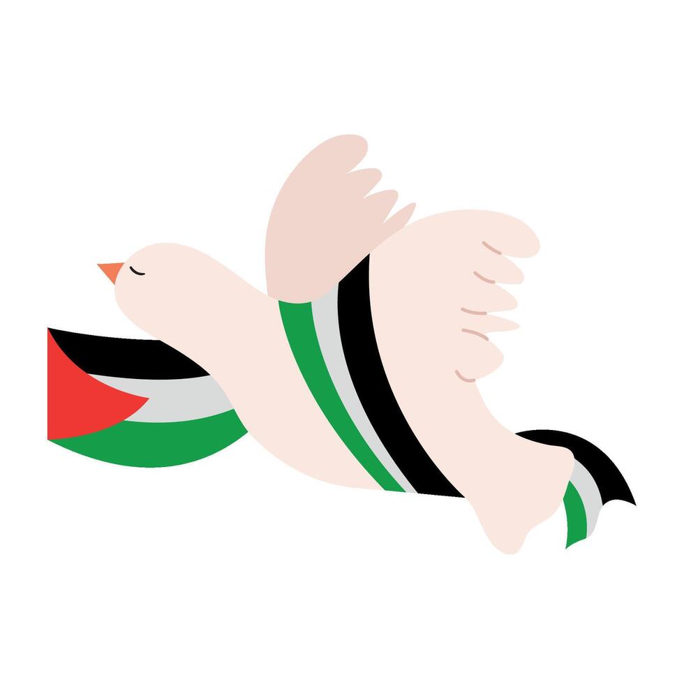palestine peace dove flag no war illustration vector