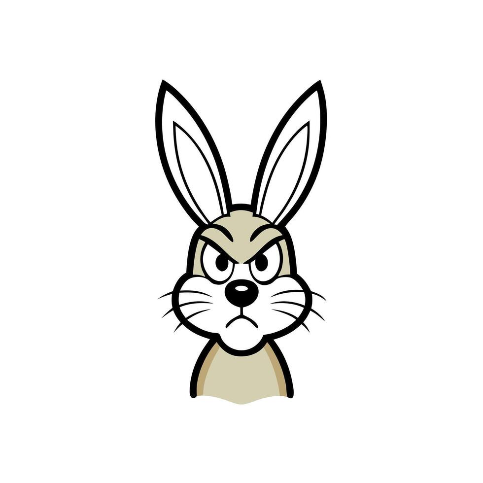 Eastern Cottontail rabbit angry icon vector