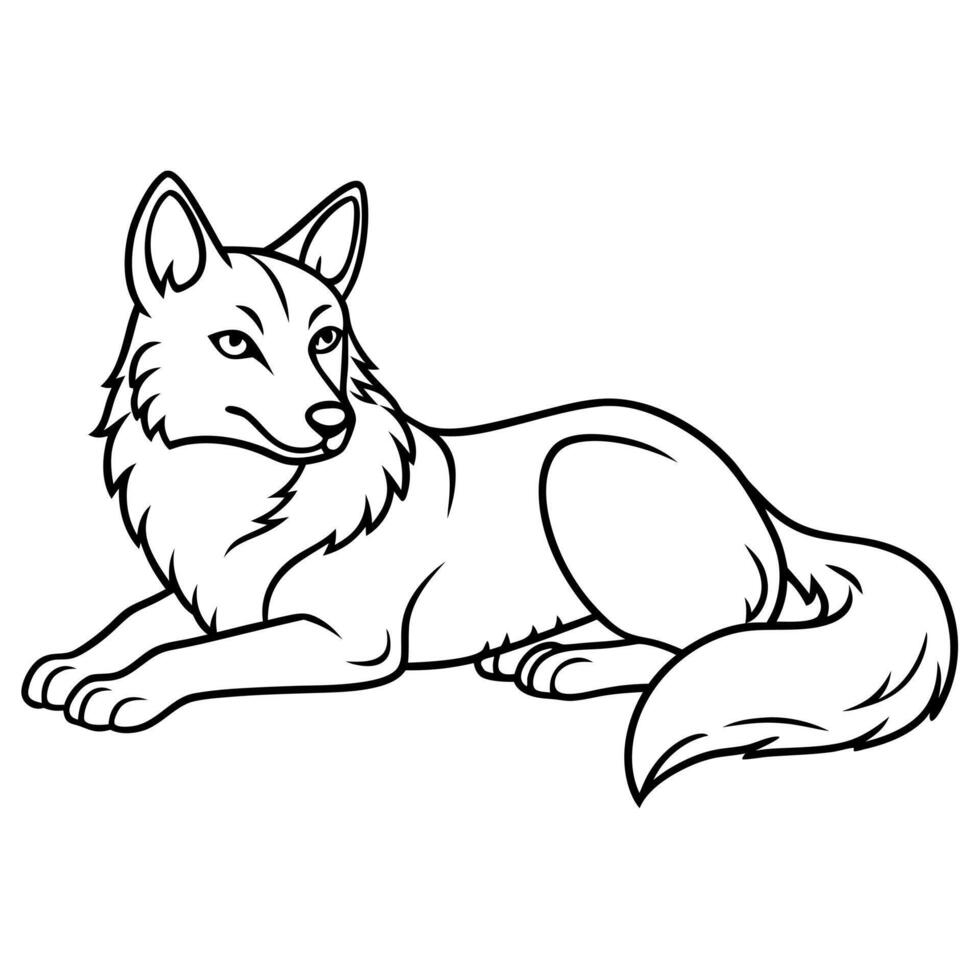Eastern Wolf lies icon vector