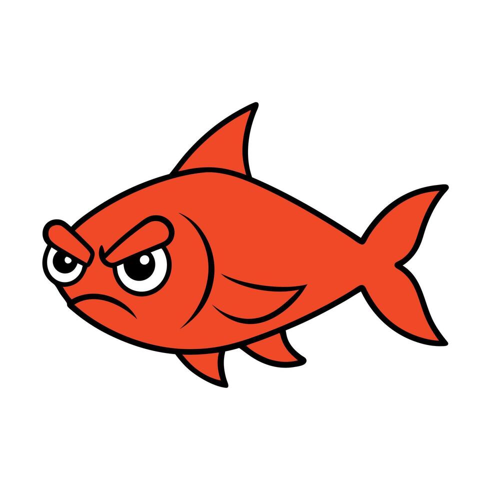 Ember Tetra fish angry icon vector