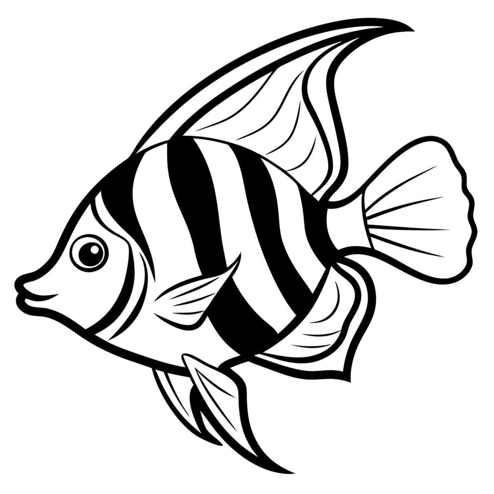 Emperor Angelfish fish jumps icon vector