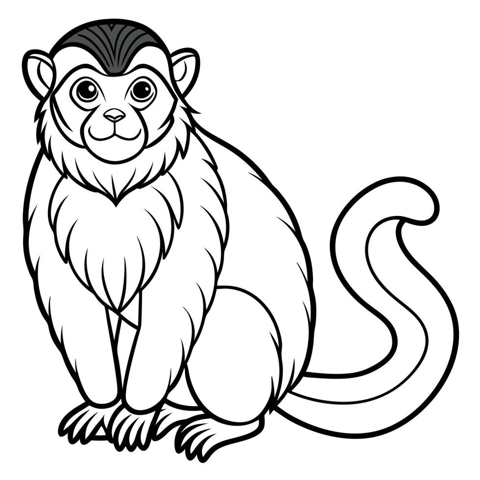 Emperor Tamarin monkey sits icon vector