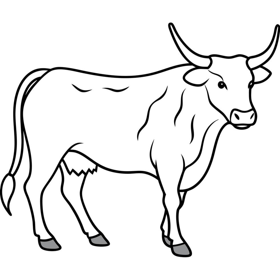 English Longhorn Cattle cow walks icon vector