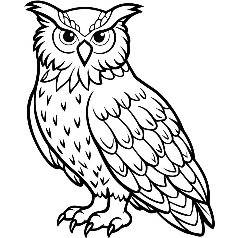Eurasian Eagle Owl bird lies icon vector