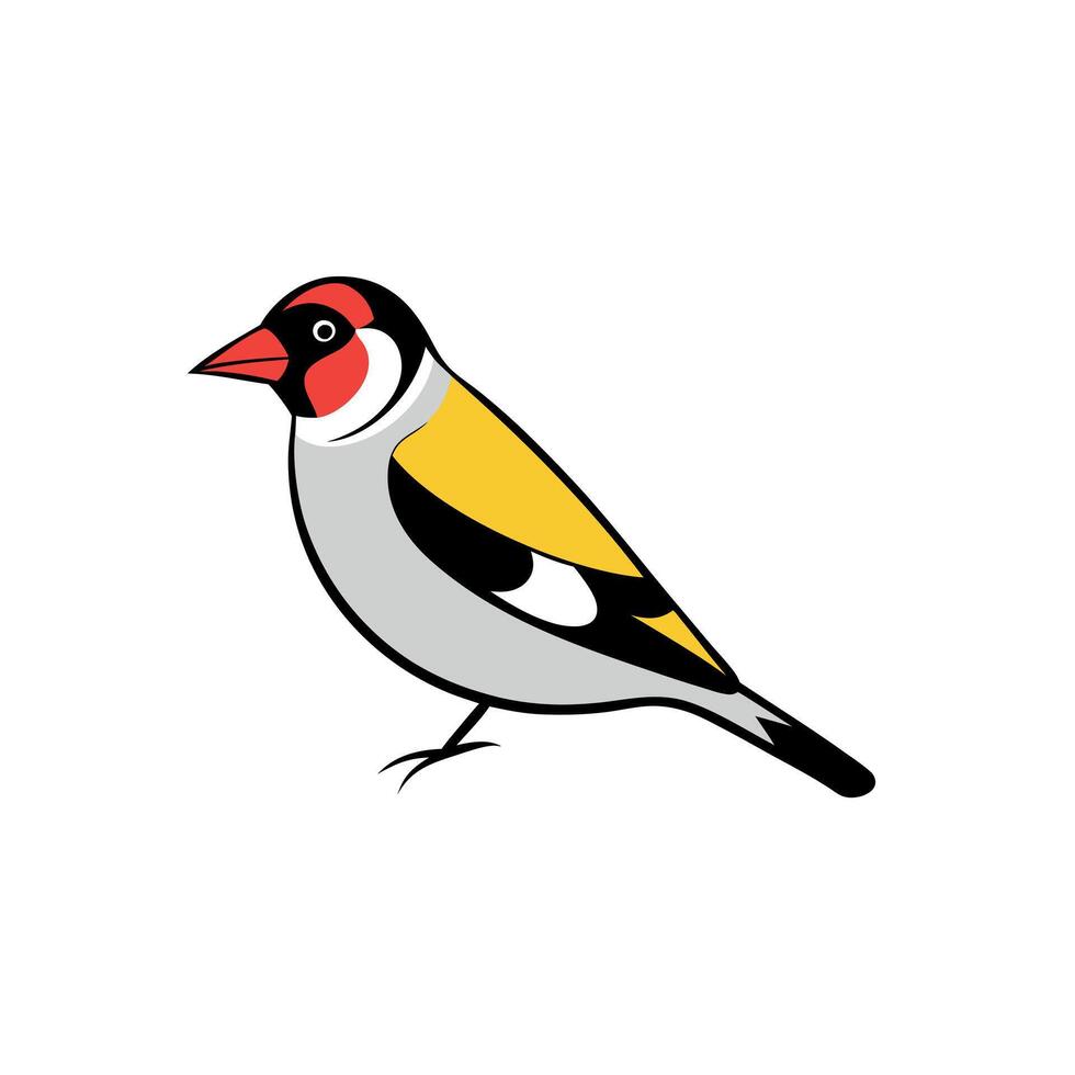 European Goldfinch bird goes icon vector
