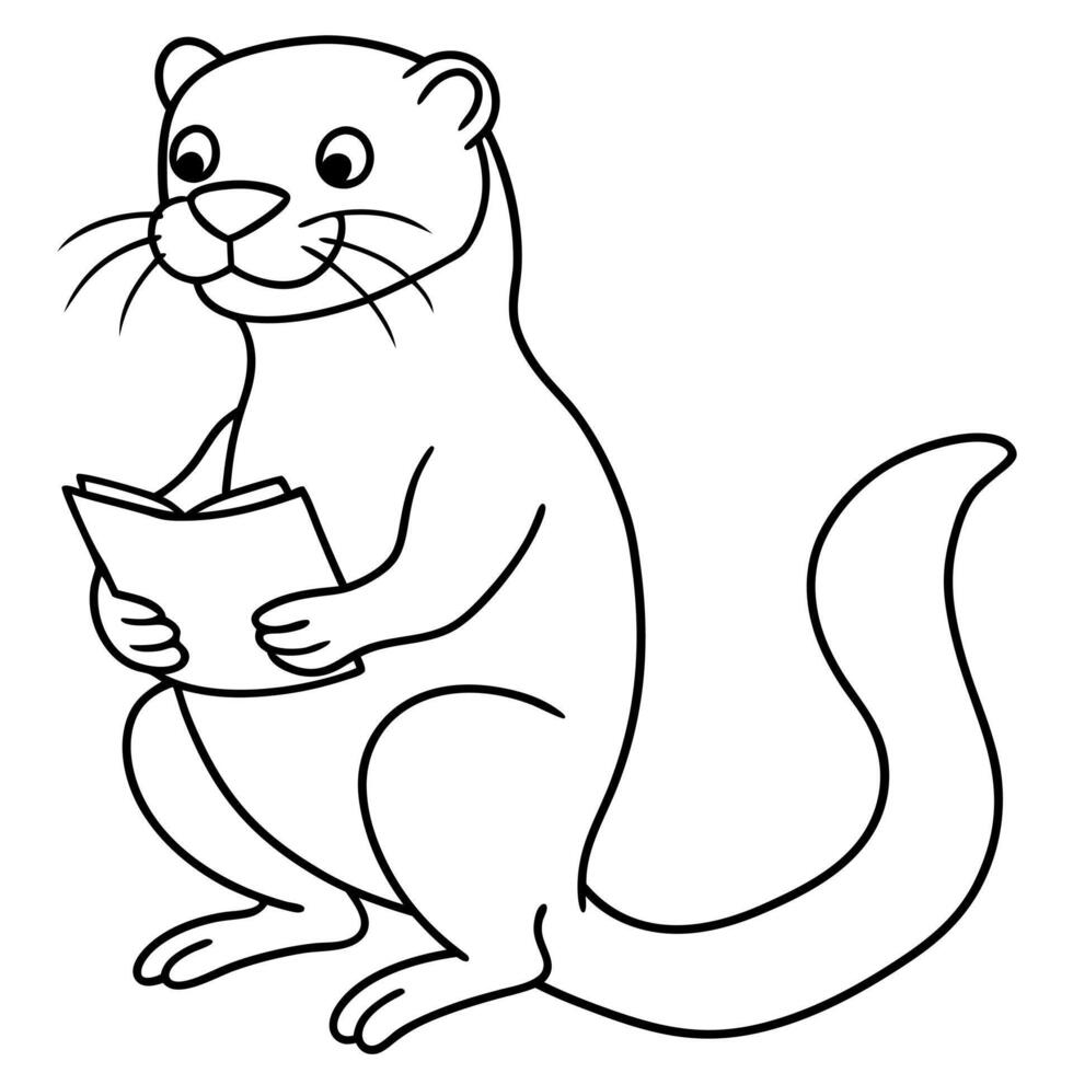 European Otter reading icon vector