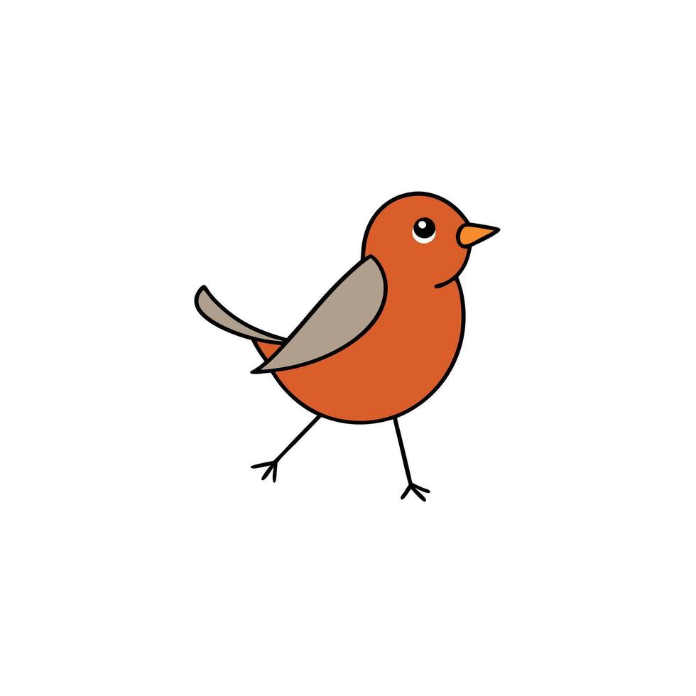 European Robin bird dancing icon vector