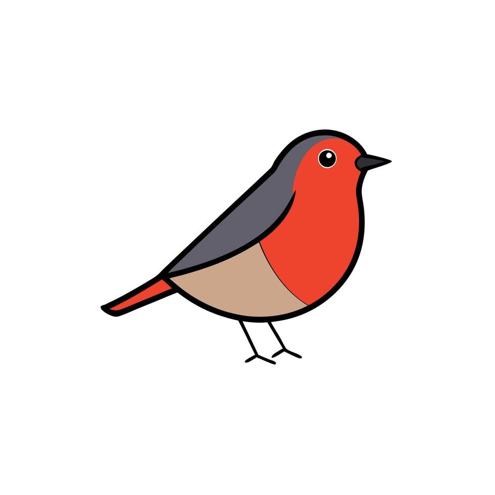 European Robin bird goes icon vector