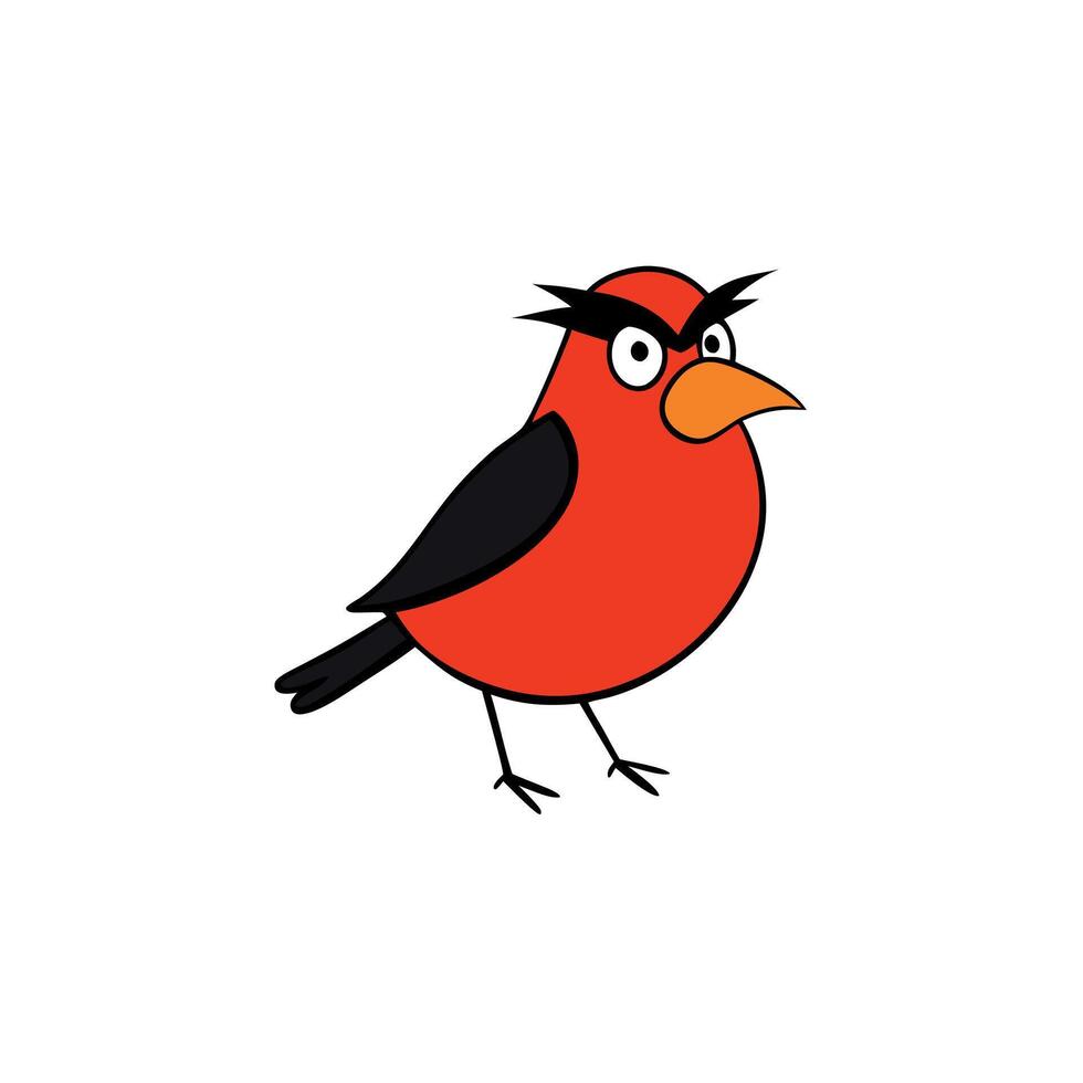 European Robin bird angry icon vector