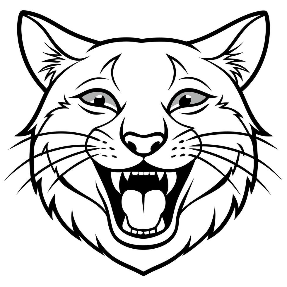 European Wildcat cat laughs icon vector
