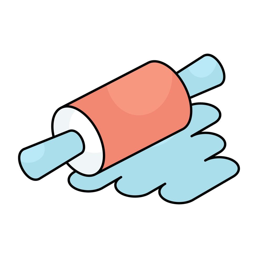 A flat design icon of rolling pin vector