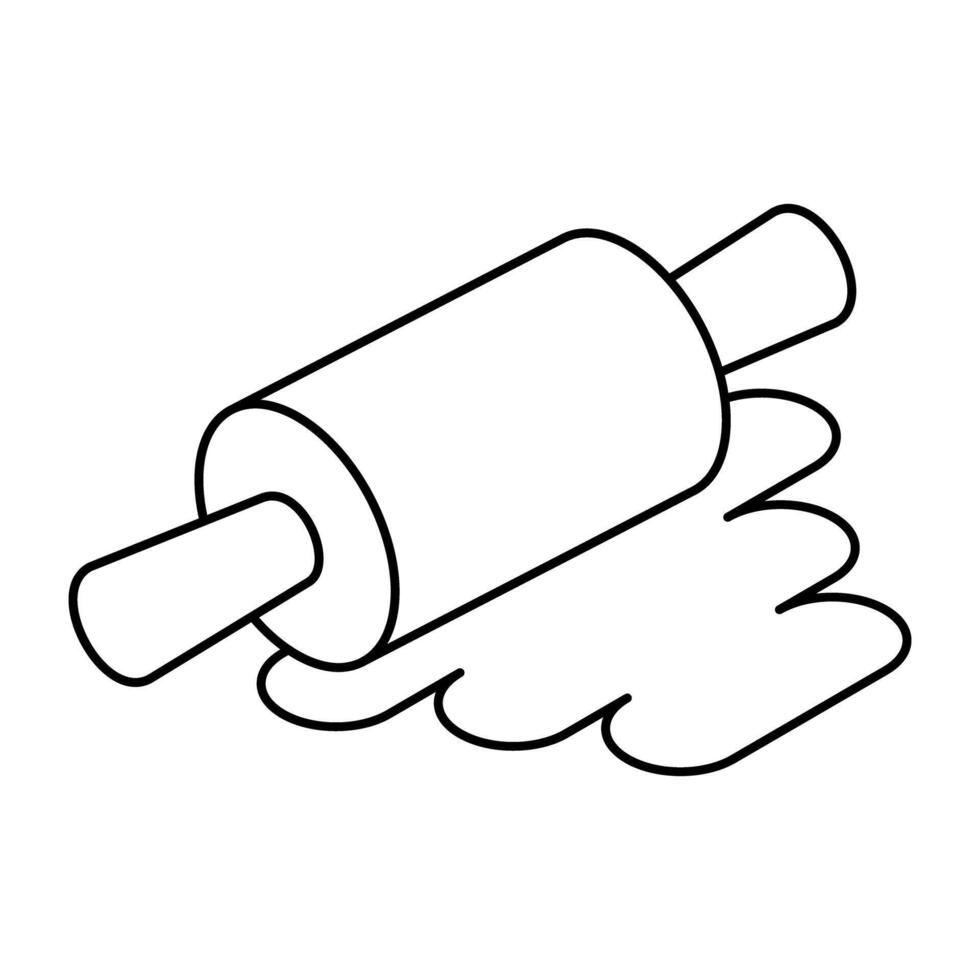 A flat design icon of rolling pin vector