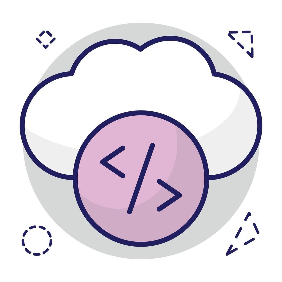 Conceptual flat design icon of cloud coding vector