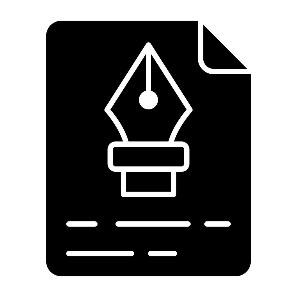 Pen with nodes on web page, bezier tool icon vector