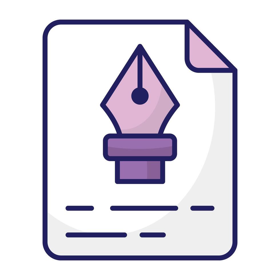 Pen with nodes on web page, bezier tool icon vector