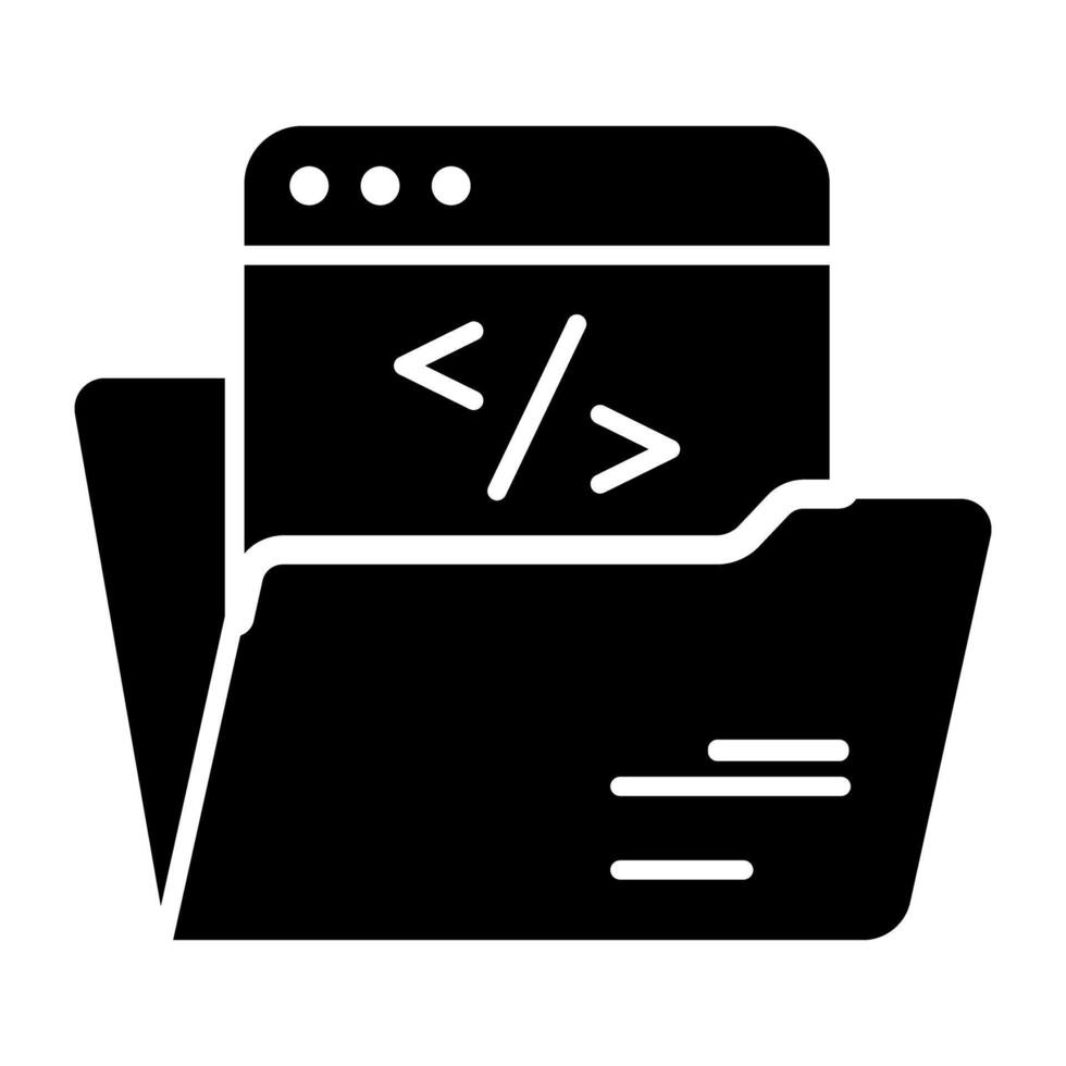 Conceptual flat design icon of coding folder vector