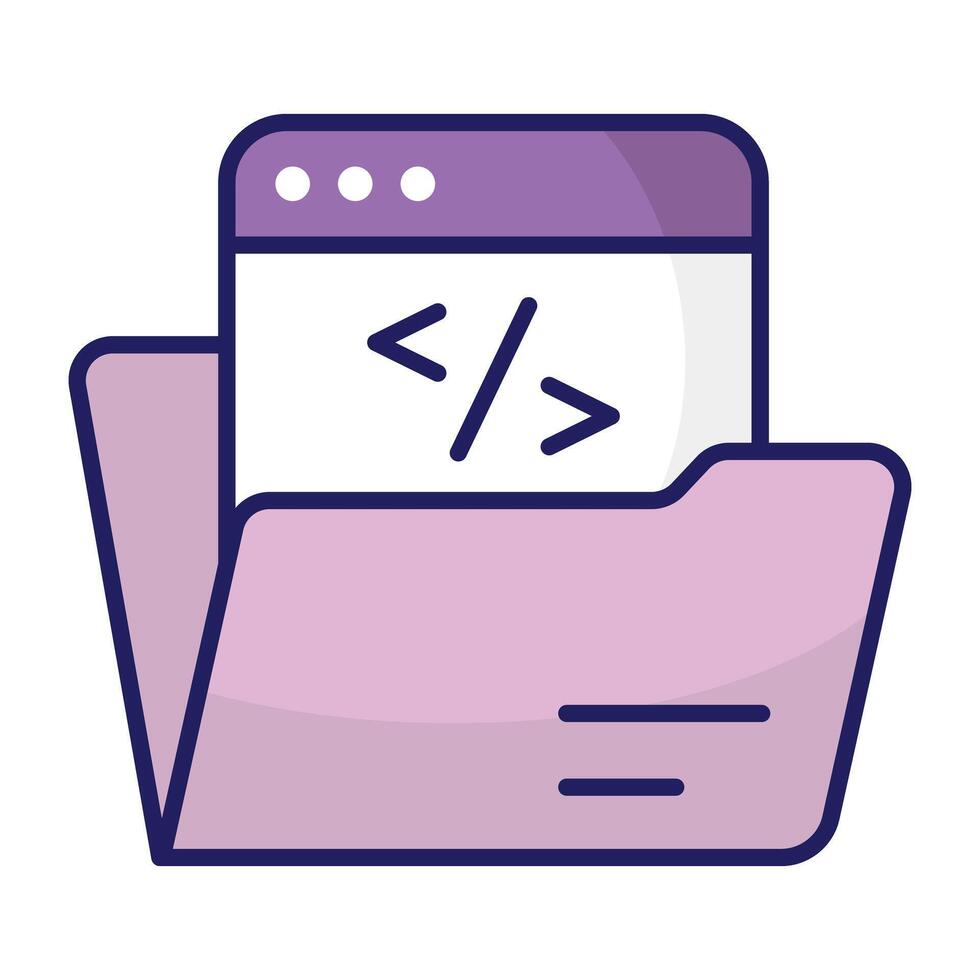 Conceptual flat design icon of coding folder vector