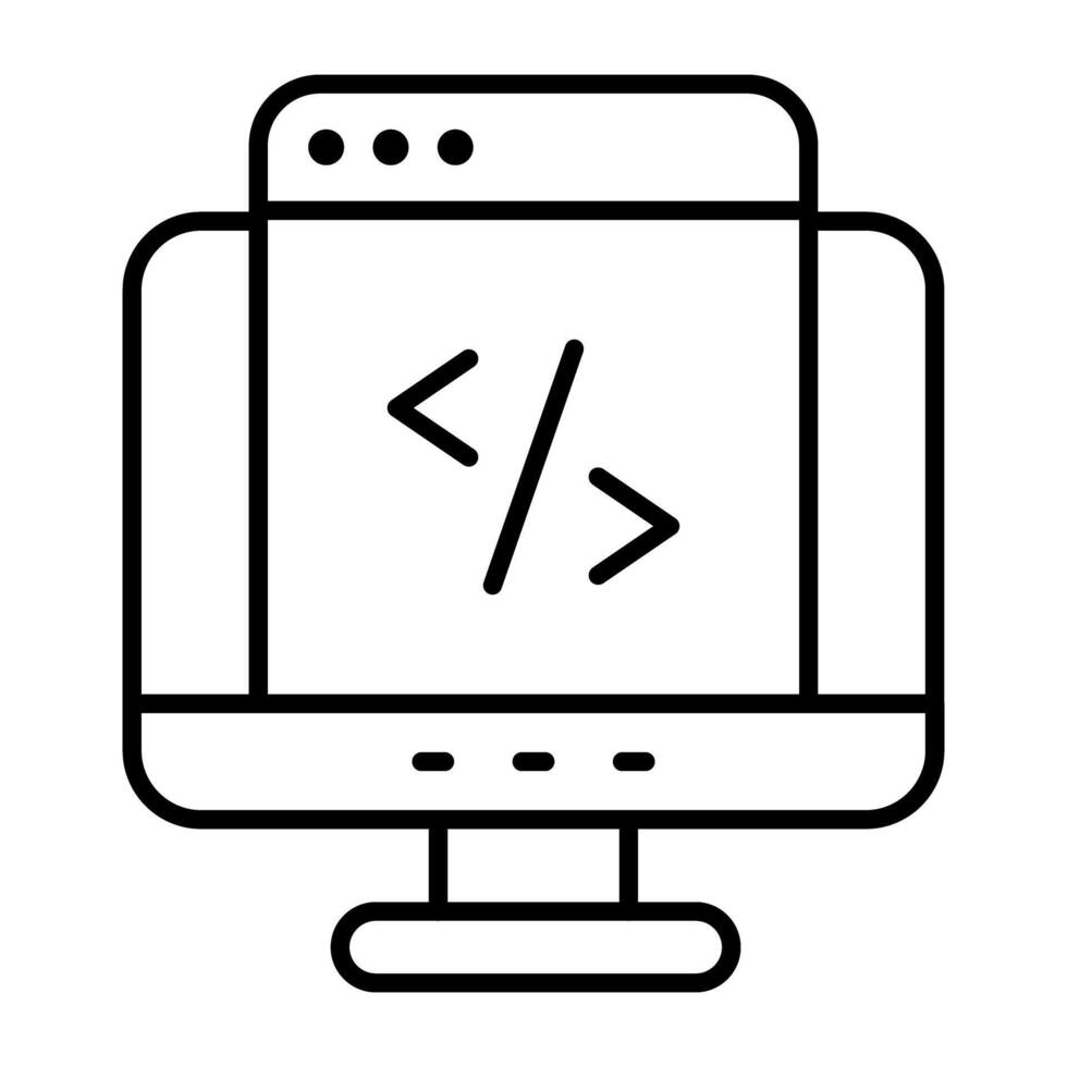 conceptual plano diseño icono de web codificación vector