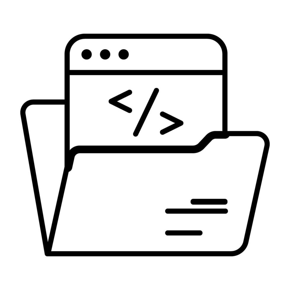 Conceptual flat design icon of coding folder vector