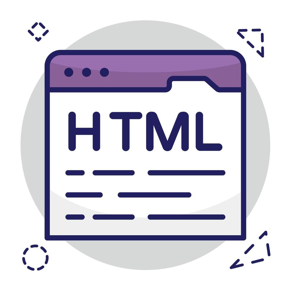 Conceptual flat design icon of html coding vector