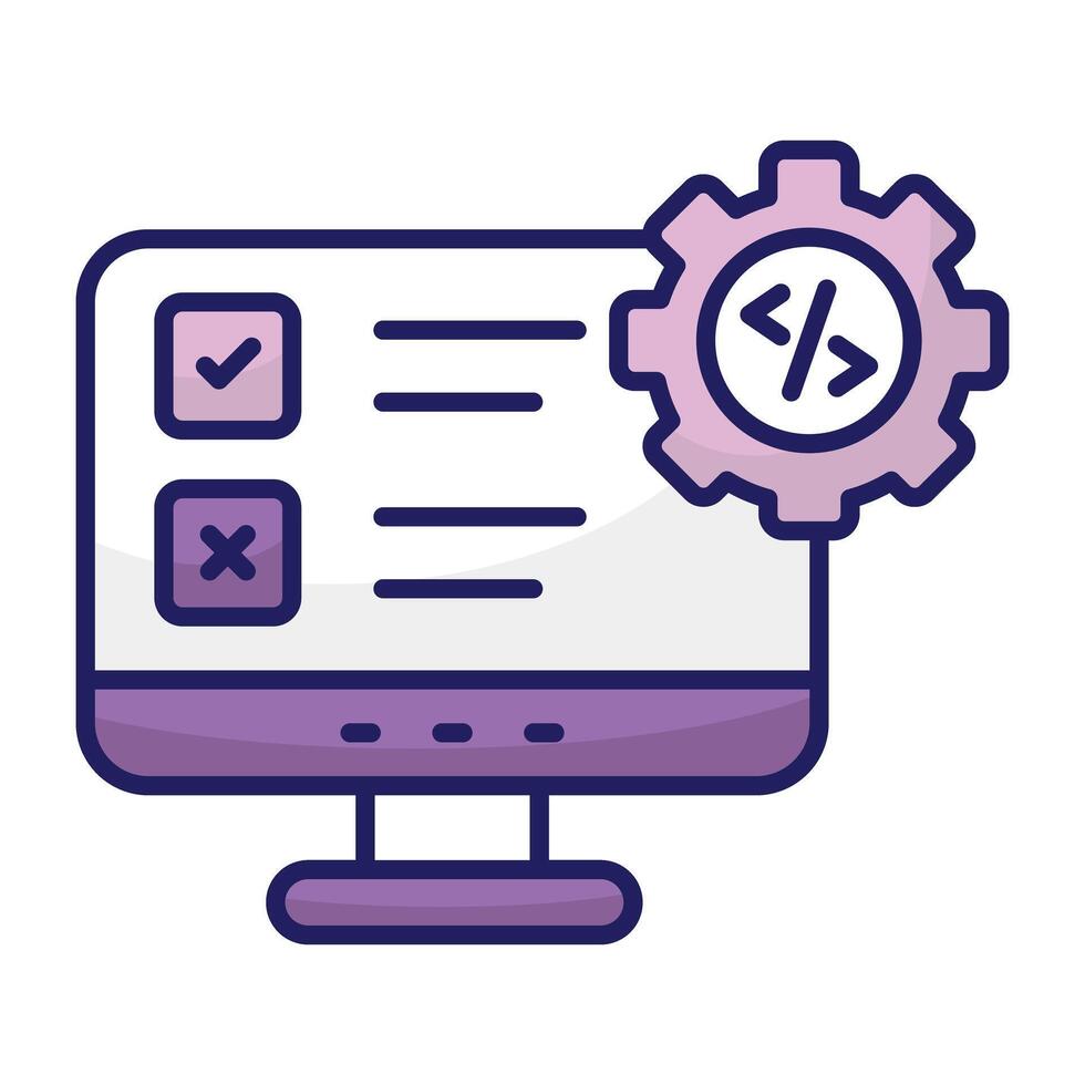 A flat design icon of system coding vector