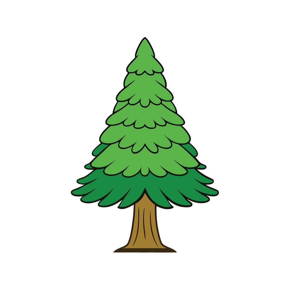 Charming Christmas tree art in cartoon clipart style, perfect for festive projects. vector