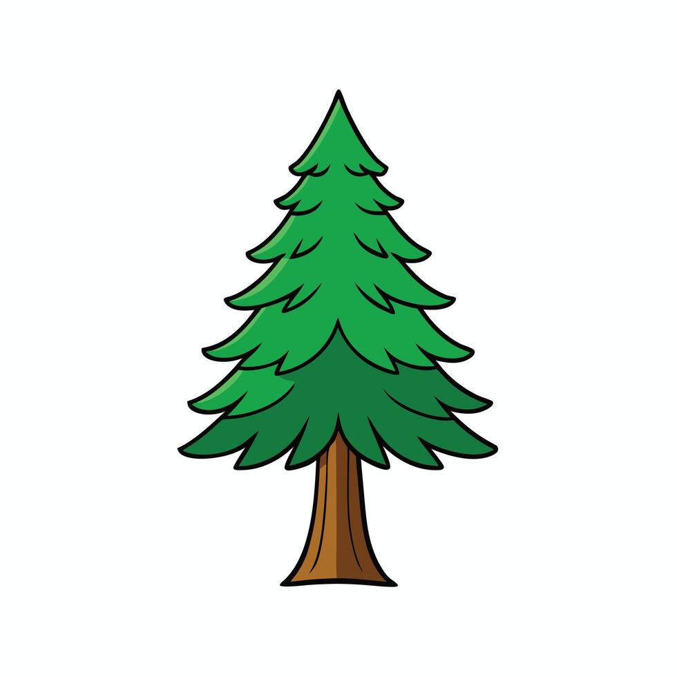 Charming Christmas tree art in cartoon clipart style, perfect for festive projects. vector