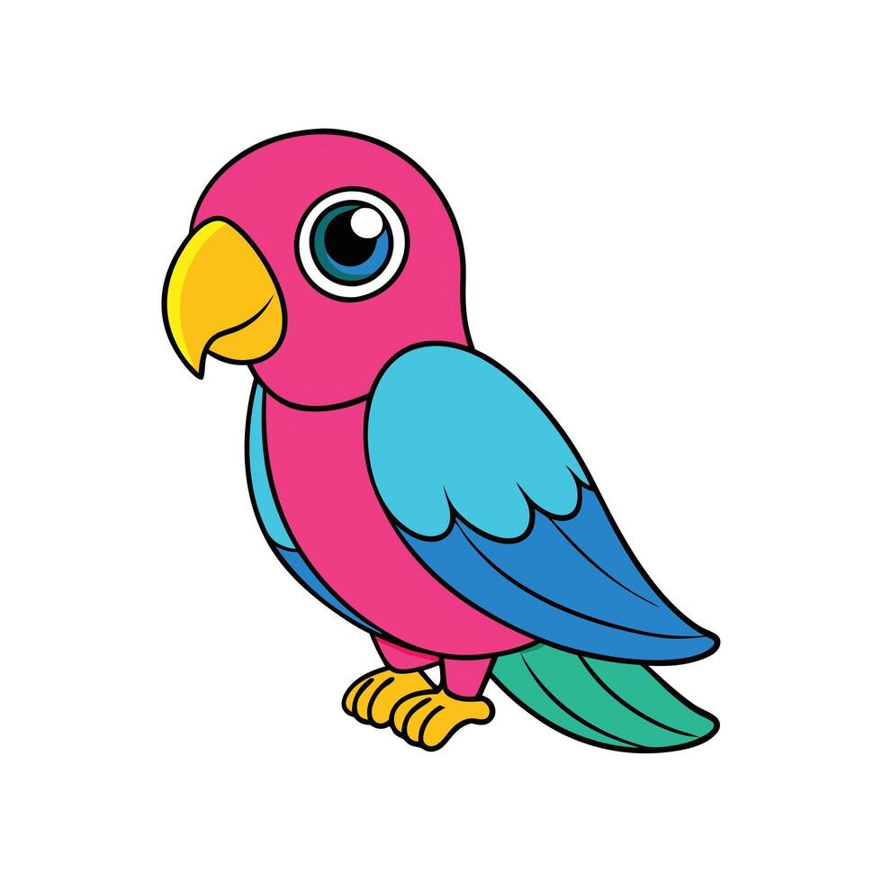 Colorful Cartoon Parrots Clipart Illustration on White Background Printable Graphics Design vector