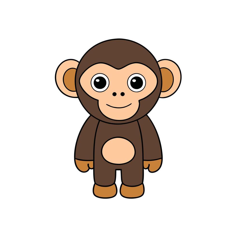 Happy Funny Monkey Cartoon Clipart Art Illustration for Kids. vector