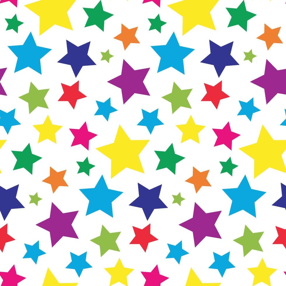 seamless pattern with colorful rainbow stars confetti. Isolated on white background. Texture for wrapping paper, wallpaper, print. vector