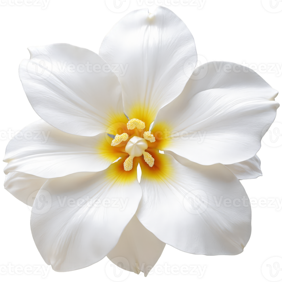 White gardenia large waxy petals creamy color central cluster of stamens Gardenia thunbergia png