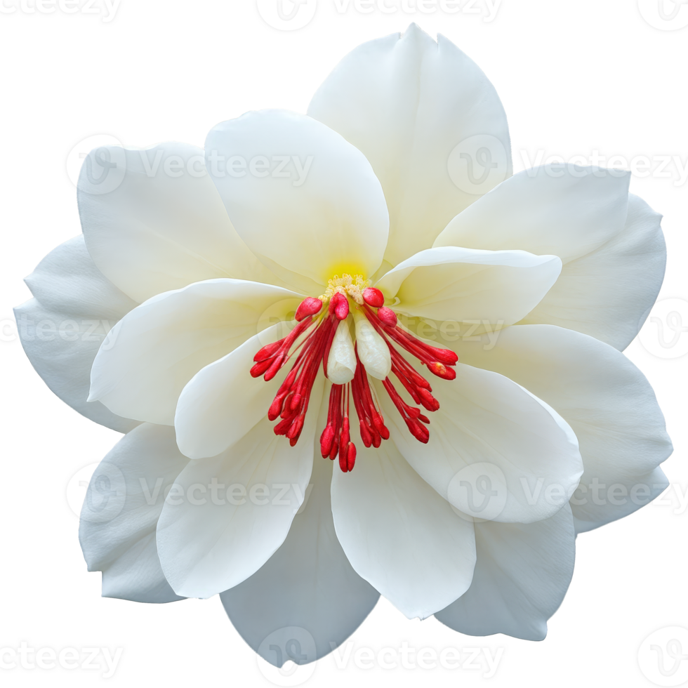 Red camelia layered roundish petals central cluster of stamens Camellia japonica png