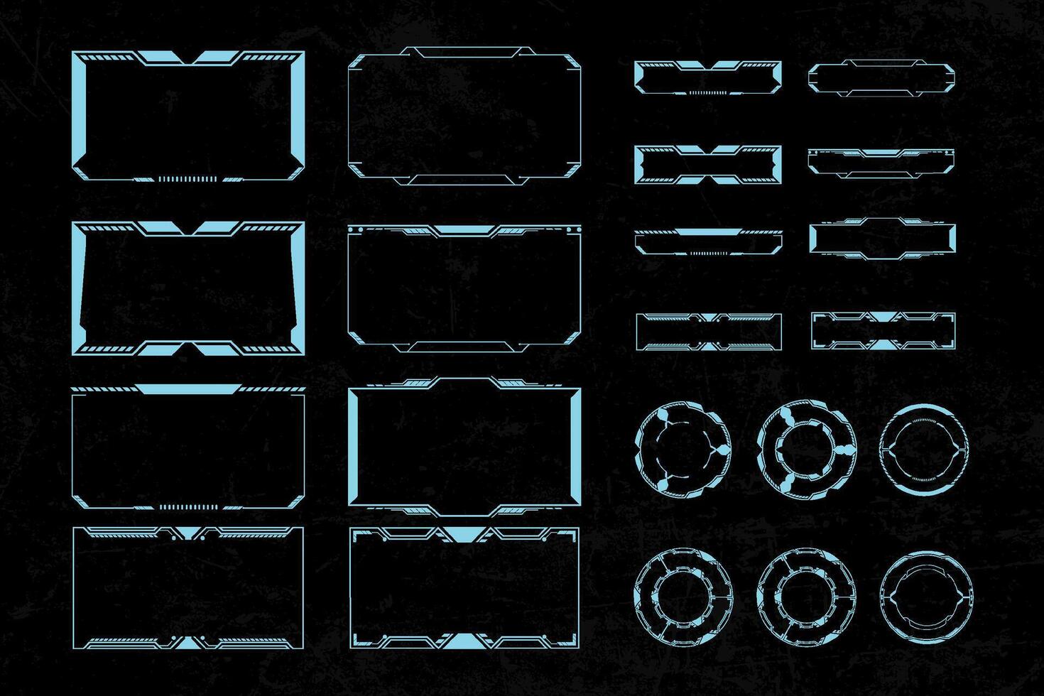 Futuristic cyberpunk sci fi interface element hud technology frame graphic design template vector