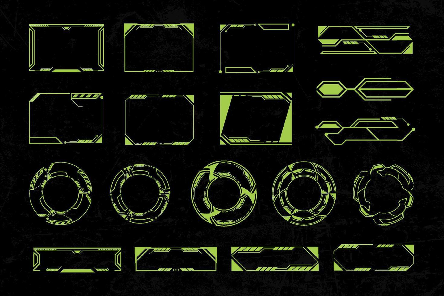 Futuristic cyberpunk sci fi interface element hud technology frame graphic design template vector