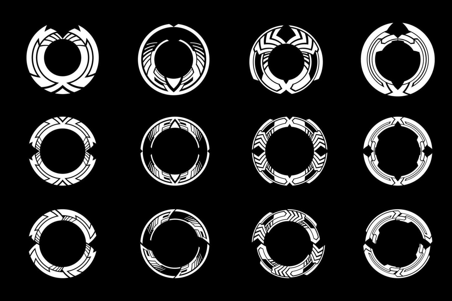 Futuristic cyberpunk sci fi interface element circle hud technology frame graphic design template vector