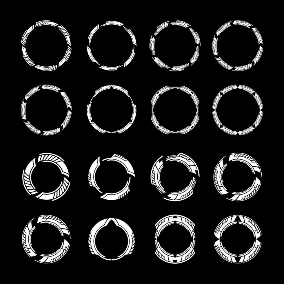 Futuristic cyberpunk sci fi interface element hud technology frame graphic design template vector