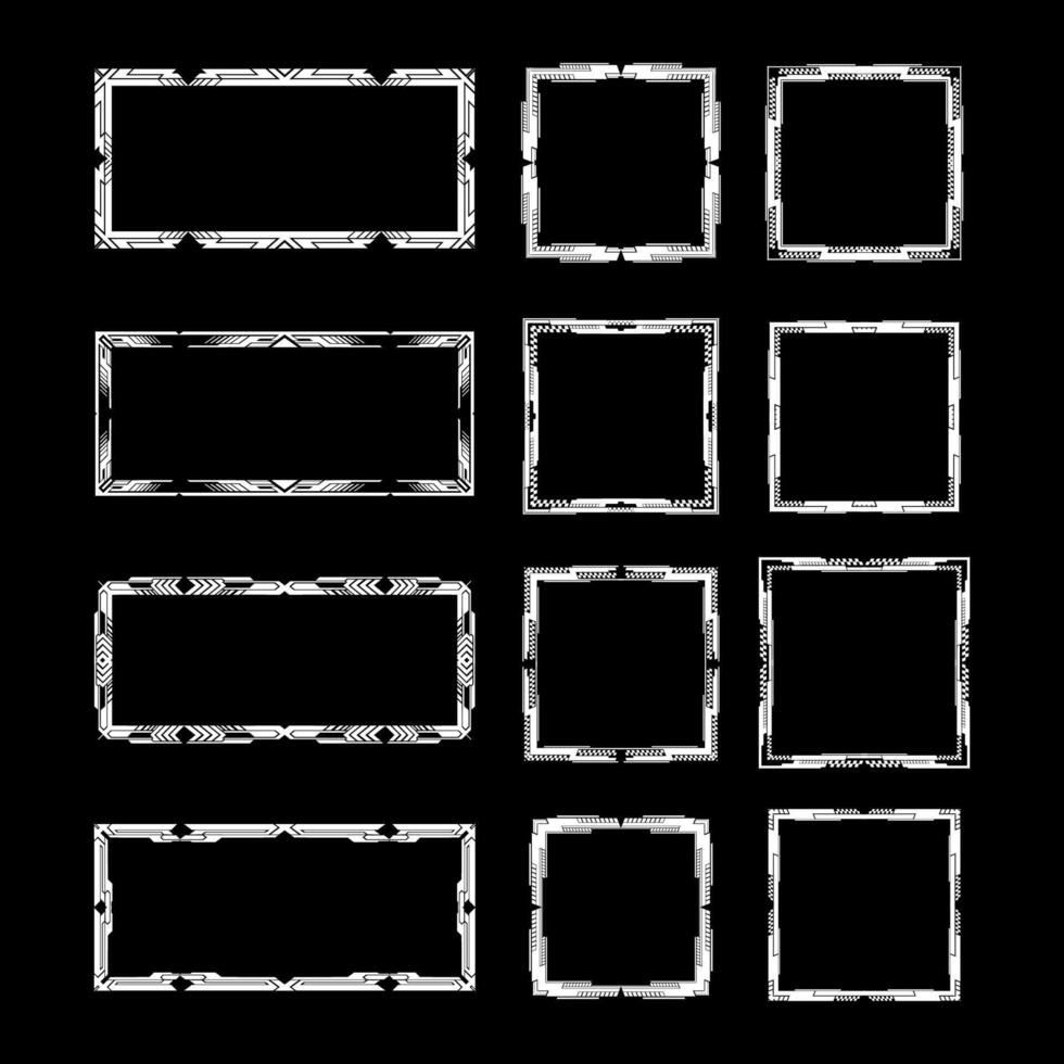 Futuristic cyberpunk sci fi interface element hud technology frame graphic design template vector