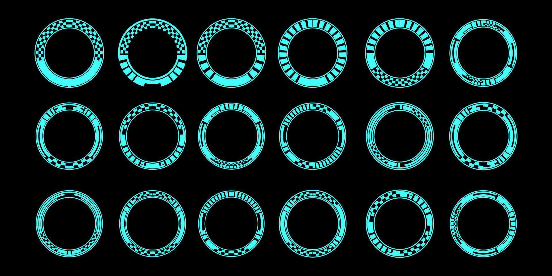 Futuristic cyberpunk sci fi interface element hud technology frame graphic design template vector