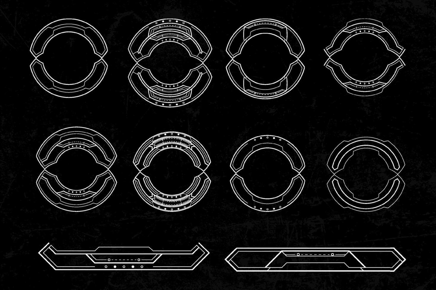 Futuristic cyberpunk sci fi interface element hud technology frame graphic design template vector